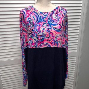 Lilly Pulitzer Pink Blue Swirl Long Sleeve Tee
